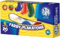 Farby Plakatowe 6 kolorów 20ml ASTRA - tantis.pl