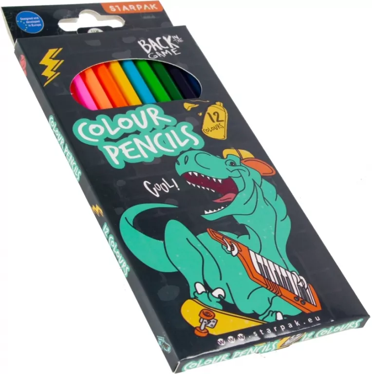 Kredki ołówkowe 12 kolorów Skate Dino - tantis.pl