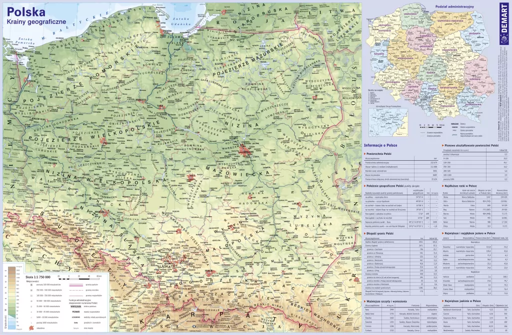 Podkładka na biurko. Mapa Polski fizyczna - tantis.pl