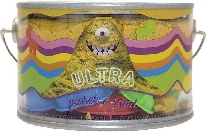 Ultra Piasek puszka 200 g. 5 foremek zamek, żółty - tantis.pl