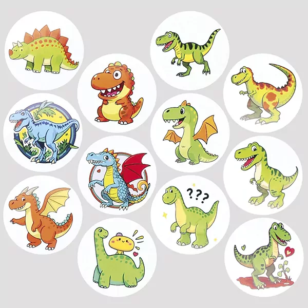 Naklejki papierowe na taśmie Dinozaury 500szt - tantis.pl