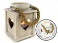 Lampion na tealight drewniany 12x16x12cm MIX - tantis.pl