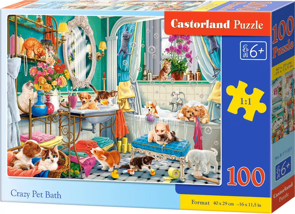 Puzzle 100. Crazy Pet Bath - tantis.pl