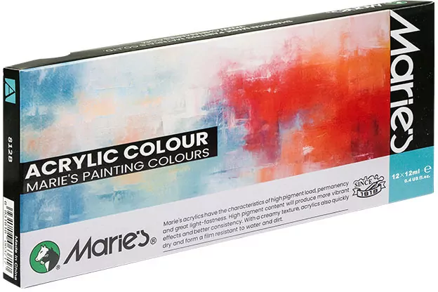 Farby akrylowe Maries 12ml x 12 kolorów - tantis.pl