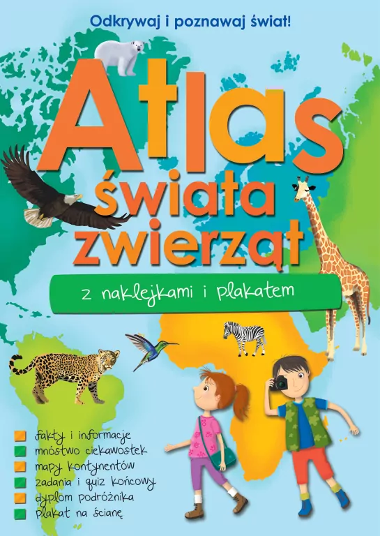 Atlas zwierząt świata z naklejkami i plakatem - tantis.pl