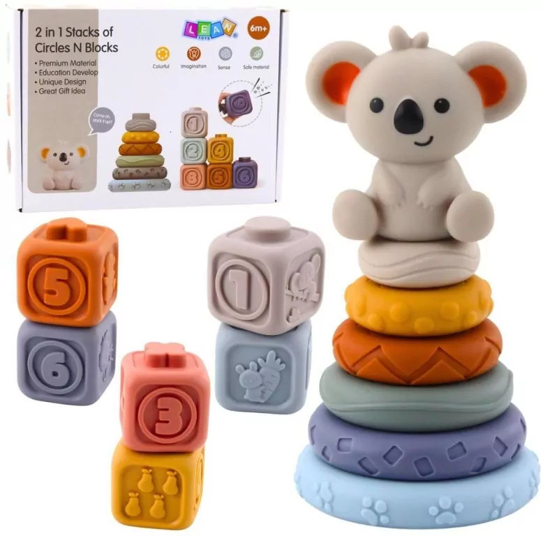 Klocki sensoryczne miękkie piramida koala 13el - tantis.pl