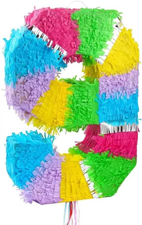 Piniata cyfra 9 pastelowa 50x35x7.5cm - tantis.pl