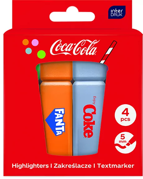Zakreślacze Coca-Cola 4 kolory - tantis.pl