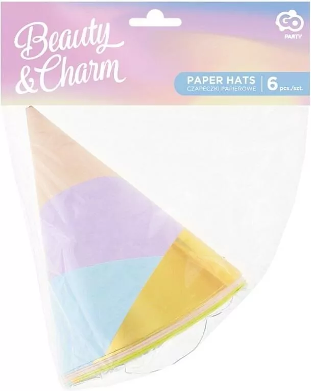 Czapeczki papierowe Pastel 6szt - tantis.pl