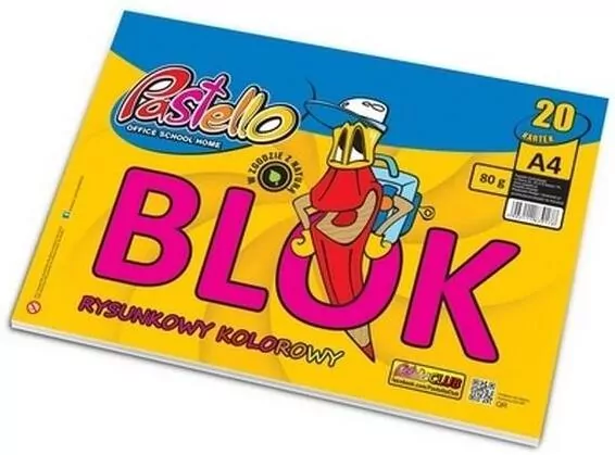 Blok rysunkowy A4 80g kolorowy 20 kartek - tantis.pl