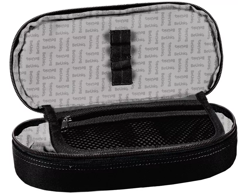Piórnik owalny czarny kratka BeUniq BU26ZJ-013 - tantis.pl