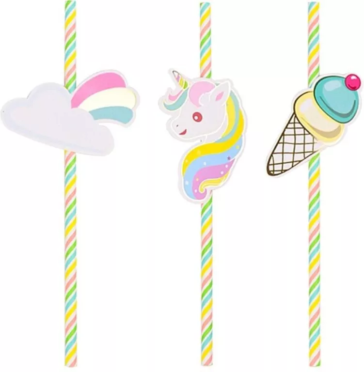 Słomki Unicorn 19,5m 6szt PARTY GO - tantis.pl