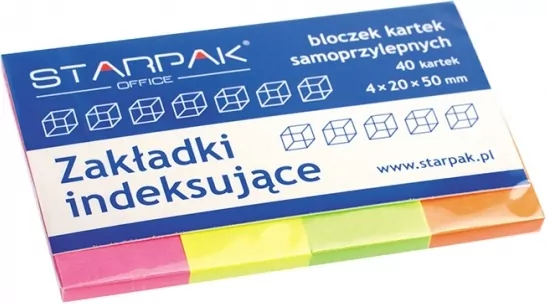 Zakładka indeksująca fluo 20x50mm/40k. 4 kolory - tantis.pl