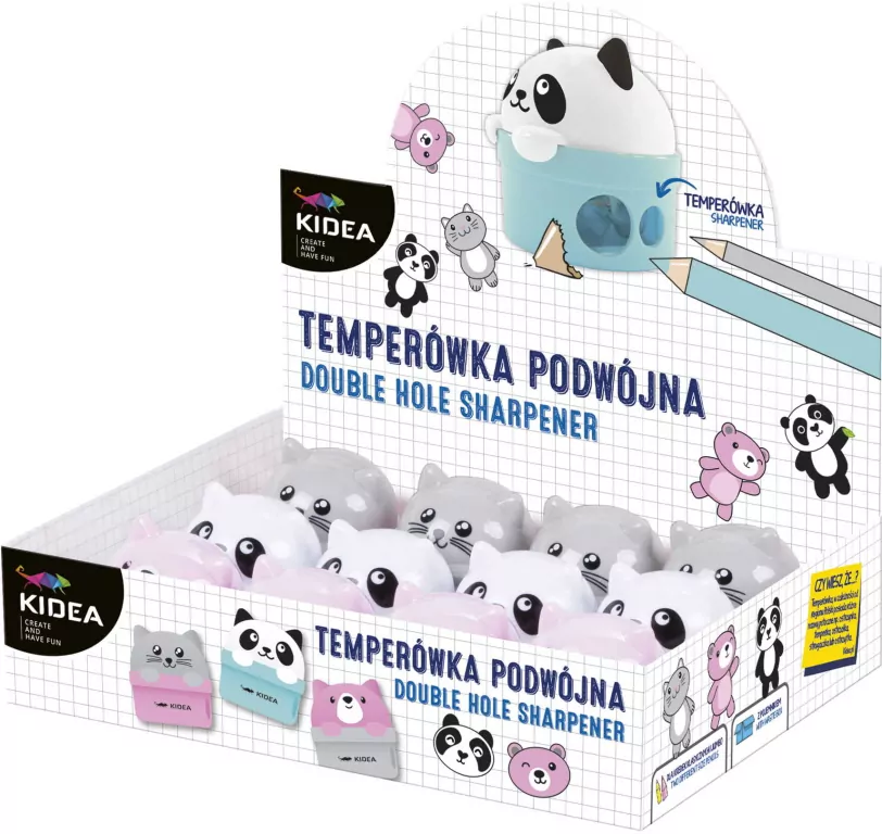 Temperówka podwójna Zwierzaki, mix - tantis.pl
