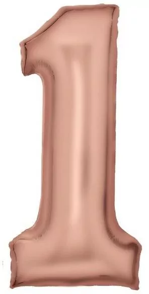 Balon foliowy cyfra 1 satynowa różowe złoto 86cm - tantis.pl