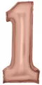 Balon foliowy cyfra 1 satynowa różowe złoto 86cm - tantis.pl