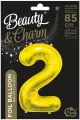 Balon foliowy złoty 85cm. Cyfra 2 - tantis.pl