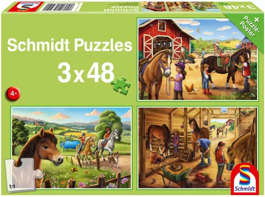Puzzle 3x48. Konie