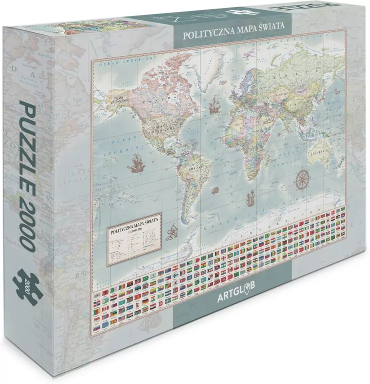 Puzzle 2000 - Świat polityczny m. stylizowana - tantis.pl
