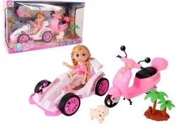 Laleczka z pojazdami bolid i skuter