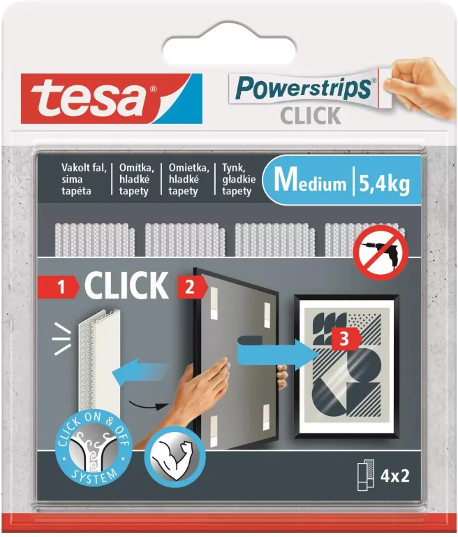 Rzepy samoprzylepne Tesa Powerstrips Click Medium białe 4 pary - tantis.pl