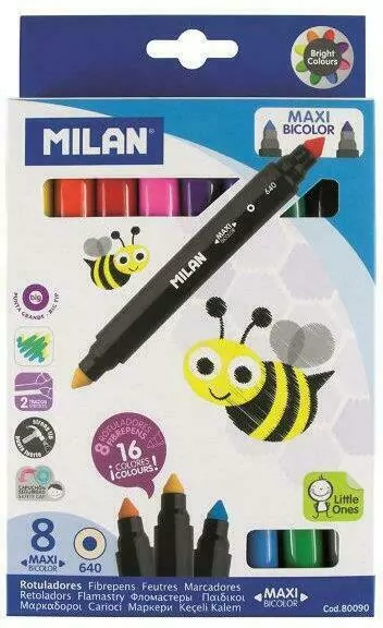 Flamastry Bicolor 8szt-16 kolorów MILAN - tantis.pl