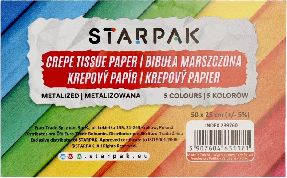 Bibuła marszczona, metalizowana. Mix - tantis.pl