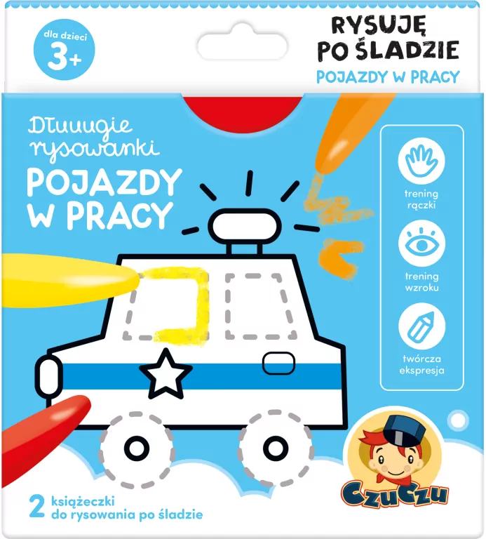 Pojazdy, Rysuję po śladzie. Dłuuugie rysowanki, CzuCzu. - tantis.pl