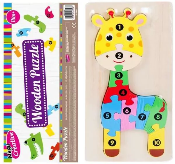 Układanka drewniana Żyrafa. 10 elementów - tantis.pl
