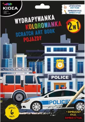 Wydrapywanka z kolorowanką 2w1 Pojazdy KIDEA