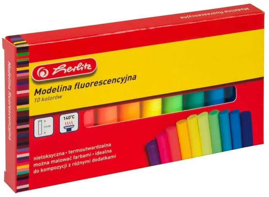 Herlitz. Modelina fluorescencyjna, 10 kolorów - tantis.pl