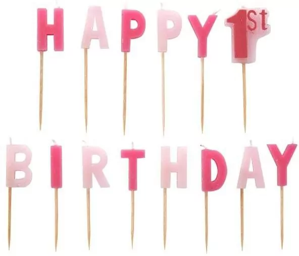 Zestaw świeczek happy 1st birthday girl - tantis.pl
