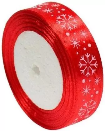 Wstążka satynowa z motywem świątecznym 25mmx22m - tantis.pl
