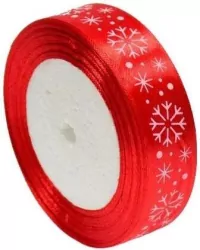 Wstążka satynowa z motywem świątecznym 25mmx22m