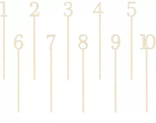 Drewniane numery na stół 25cm, 10 sztuk