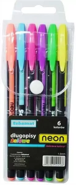 Długopisy żelowe neonowe. 6 kolorów - tantis.pl