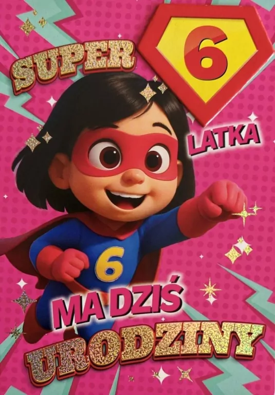 Karnet Urodziny 6 dziewczynka - Superbohaterka - tantis.pl