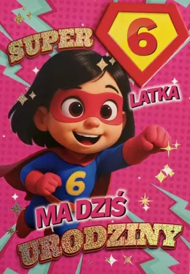 Karnet Urodziny 6 dziewczynka - Superbohaterka