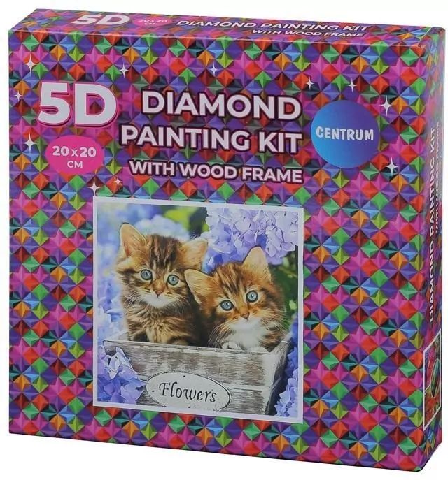 Diamentowa mozaika w ramce - Kotki 20x20 89776 - tantis.pl