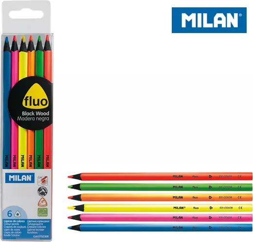 Kredki trójkątne Fluo 6 kolorów MILAN - tantis.pl