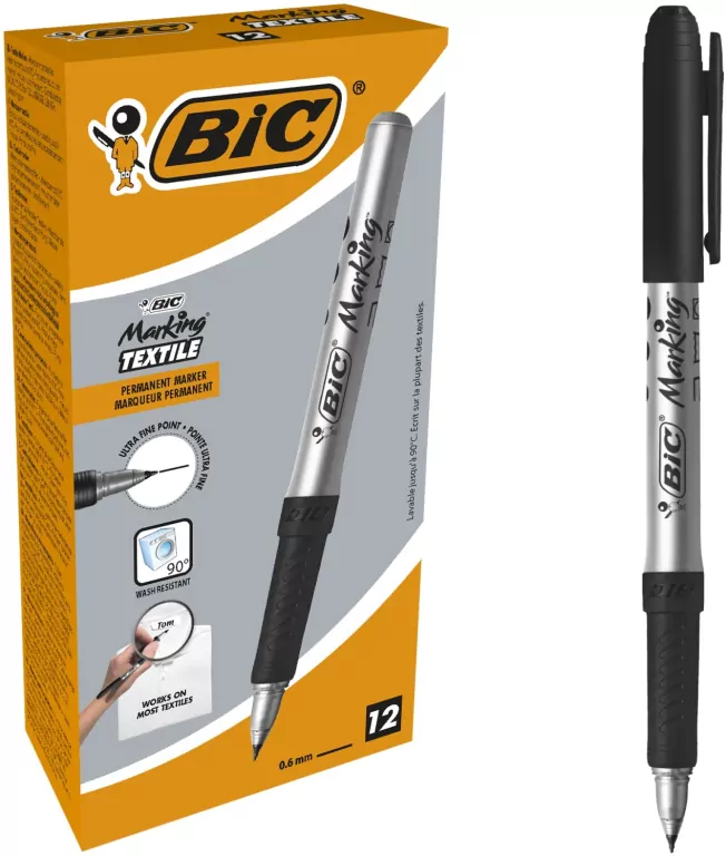 Marker do tkanin Textile 0,9mm czarny (12szt) BIC - tantis.pl