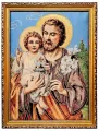 Obraz Haftowany Św. Józef z dzieciątkiem 42x32cm - tantis.pl