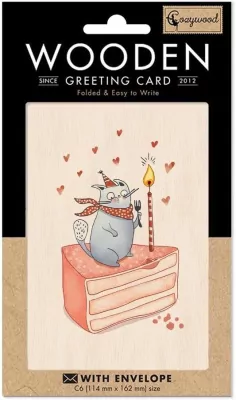 Karnet drewniany C6 + koperta Tort i kot
