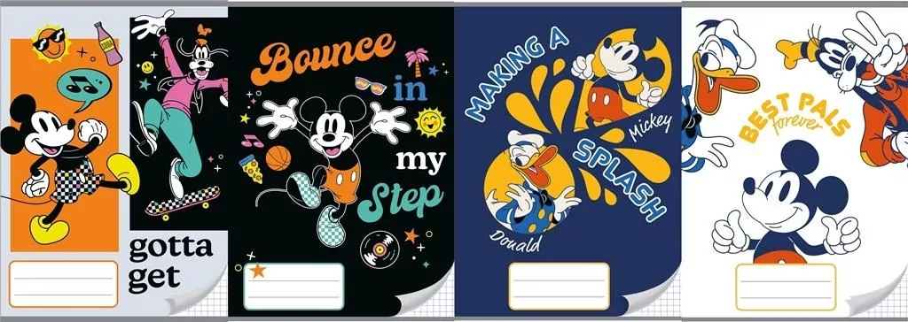 Zeszyt Mickey. A5/16K linia potrójna kolorowa. 20 sztuk - tantis.pl