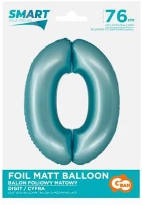 Balon foliowy Smart cyfra 0 niebieski matowy 76cm - tantis.pl