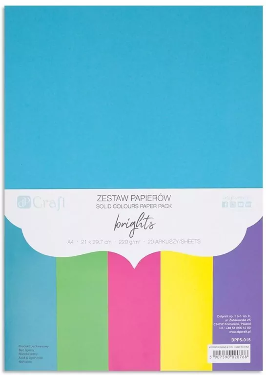 Zestaw papierów A4 20 arkuszy brights 220g - tantis.pl