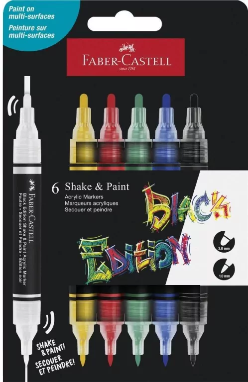 Marker akrylowy Black Edition 6kol FABER-CASTELL - tantis.pl