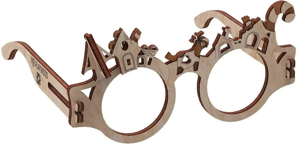 Puzzle Drewniane 3D Okulary Domki - tantis.pl