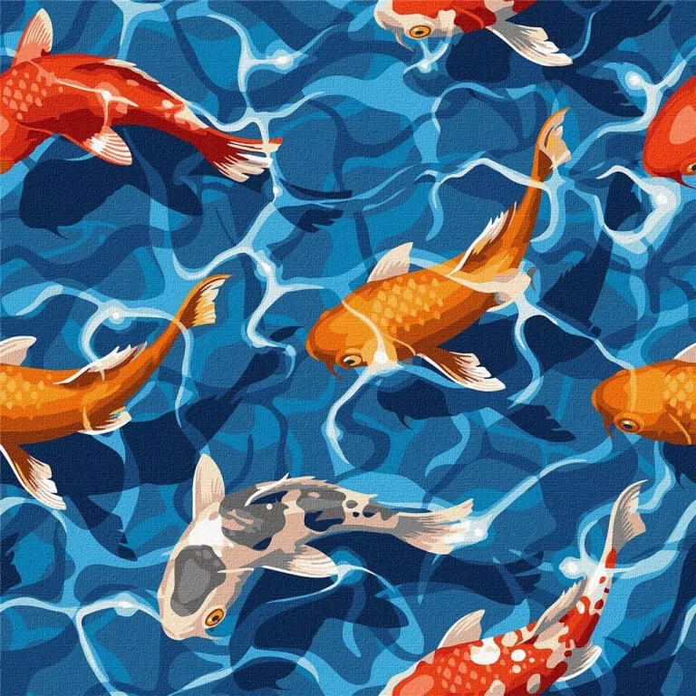 Malowanie po numerach: Japoński karp 40 x 40cm - tantis.pl