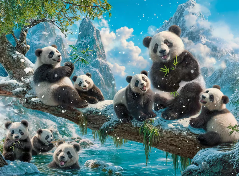 Puzzle 2000 Pandas' Winter Fun - tantis.pl